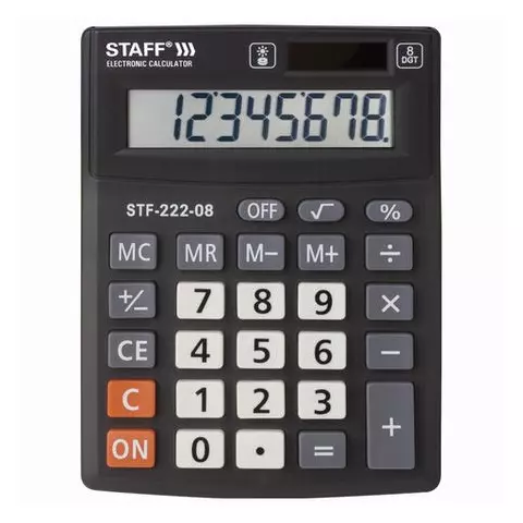 Калькулятор настольный Staff Plus STF-222 КОМПАКТНЫЙ (138x103 мм.) 8 разрядов двойное питание