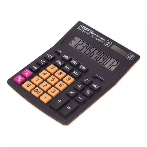 Калькулятор настольный Staff Plus STF-333-BKRG (200x154 мм.) 12 разрядов ЧЕРНО-ОРАНЖЕВЫЙ