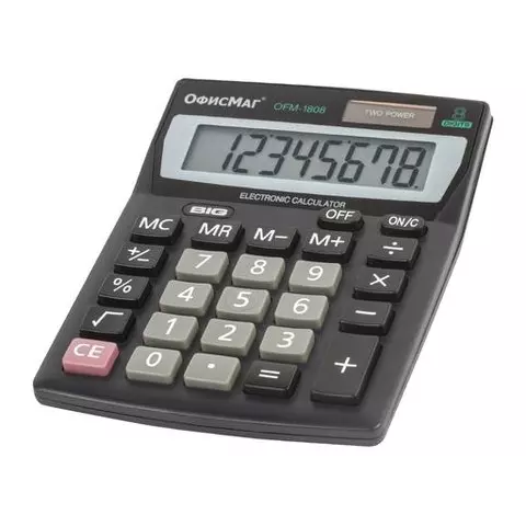 Калькулятор настольный Офисмаг OFM-1807 КОМПАКТНЫЙ (140х105 мм.) 8 разрядов двойное питание