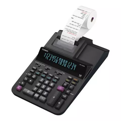 Калькулятор печатающий CASIO DR-320RE (377х255 мм.) 14 разрядов питание от сети черный