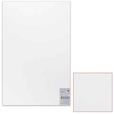 Картон белый грунтованный для живописи 50х80 см. двусторонний толщина 2 мм. акриловый грунт