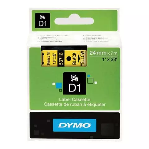 Картридж для принтеров этикеток DYMO D1 24 мм. х 7 м. лента пластиковая чёрный шрифт желтый фон