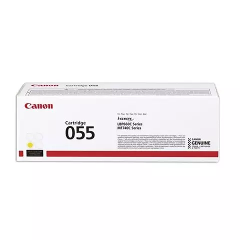 Картридж лазерный CANON (055Y) для LBP663/664/MF742/744/746 желтый оригинальный ресурс 2100 страниц