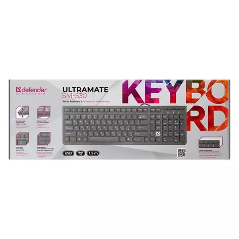 Клавиатура проводная Defender UltraMateSM-530 RU USB 104 + 16 допополнительных клавиш черная