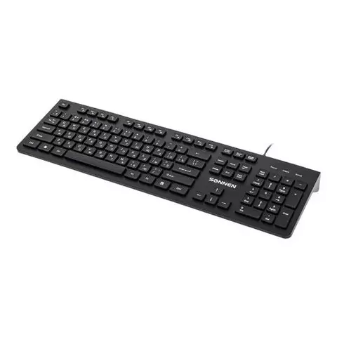 Клавиатура проводная Sonnen KB-8280 USB 104 плоские клавиши черная