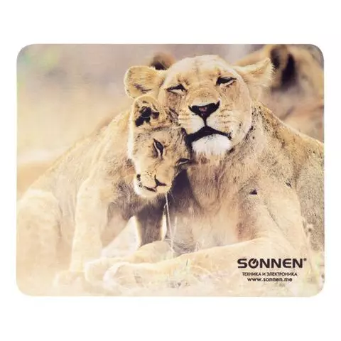 Коврик для мыши Sonnen "LIONS" резина + ткань 220х180х3 мм.