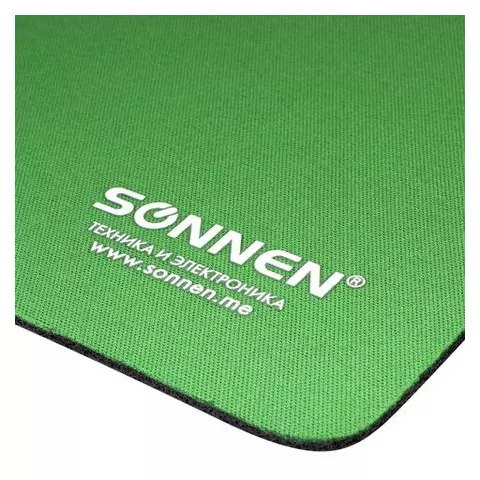 Коврик для мыши Sonnen "GREEN" резина + ткань 220х180х3 мм.