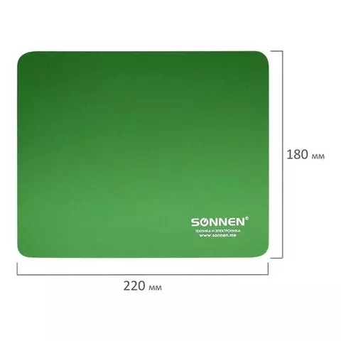 Коврик для мыши Sonnen "GREEN" резина + ткань 220х180х3 мм.