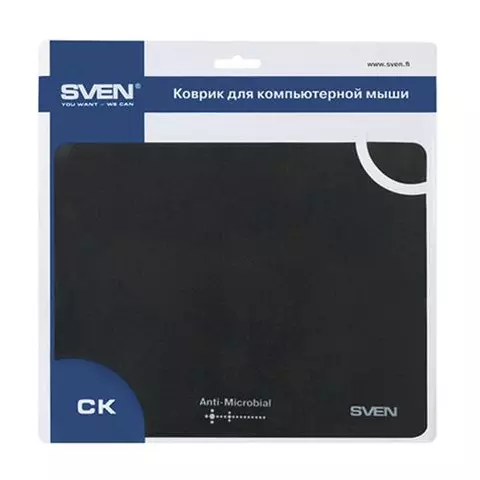 Коврик для мыши с бактерицидным покрытием Sven CK полипропилен 240х190х1 мм. черный