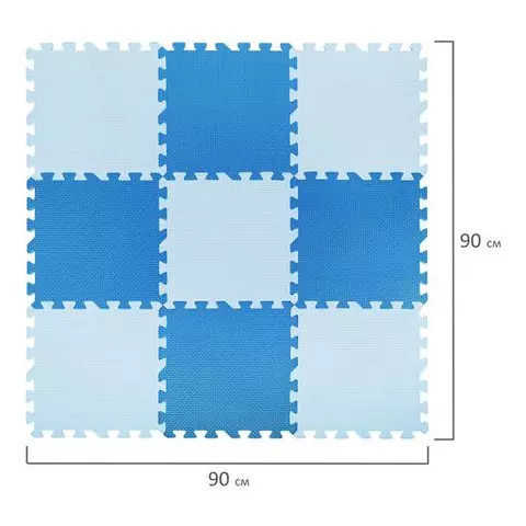 Коврик-пазл напольный 09х09 м. мягкий синий 9 элементов 30х30 см. толщина 1 см. Юнландия