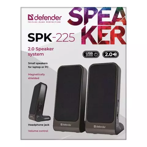 Колонки компьютерные Defender SPK-225 2.0 4 Вт пластик черные