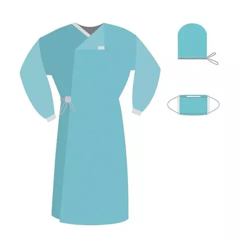 Комплект одноразовой одежды для хирурга КХ-04 стерильный 3 предмета Гекса