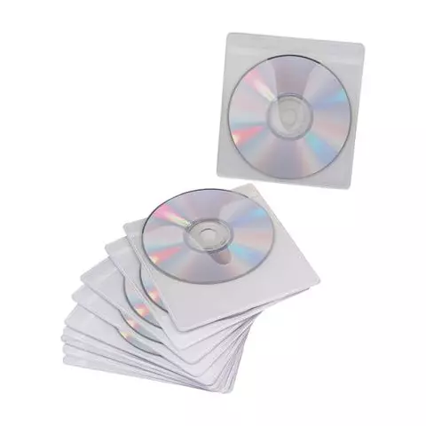 Конверты для CD/DVD Brauberg комплект 10 шт. на 1CD/DVD самоклеящиеся с европодвесом