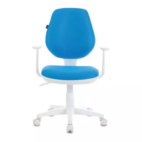 Кресло Brabix "Fancy MG-201W" с подлокотниками пластик белый голубое