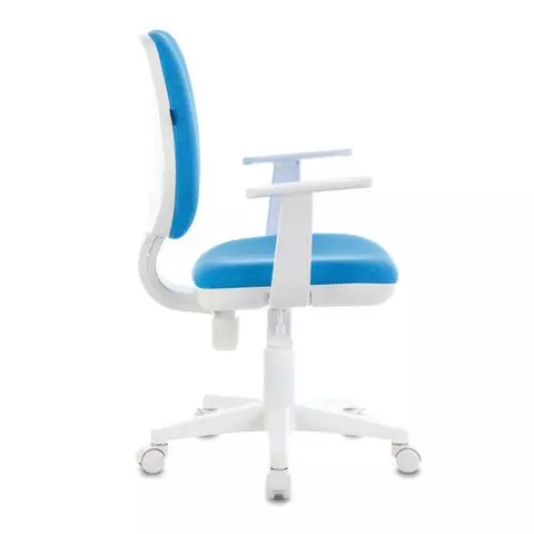 Кресло Brabix "Fancy MG-201W" с подлокотниками пластик белый голубое