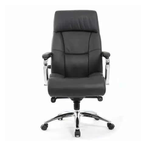 Кресло из натуральной кожи Brabix Premium "Phaeton EX-502" хром черное