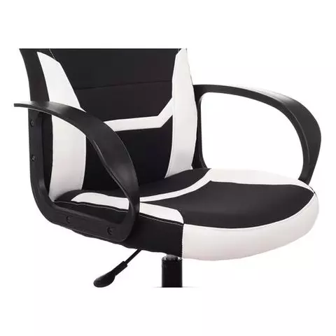 Кресло компьютерное Brabix "Alpha GM-018" ткань/экокожа черное/белое