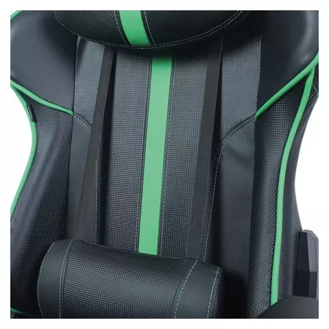 Кресло компьютерное Brabix "GT Carbon GM-120" две подушки экокожа черное/зеленое