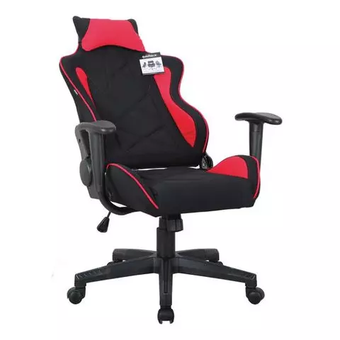 Кресло компьютерное Brabix "GT Racer GM-101" подушка ткань черное/красное