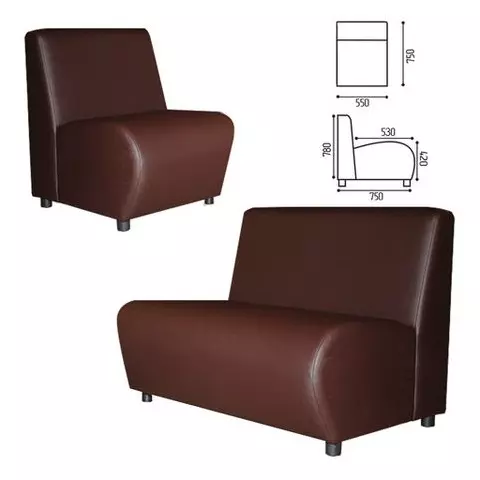 Кресло мягкое "Клауд" "V-600" 550х750х780 мм. без подлокотников экокожа коричневое