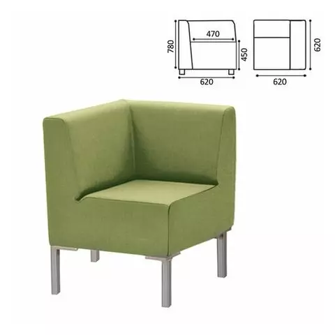 Кресло мягкое угловое "Хост" М-43 620х620х780 мм. без подлокотников экокожа светло-зеленое