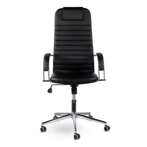 Кресло офисное Brabix "Pilot EX-610 CH" premium хром кожзам черное