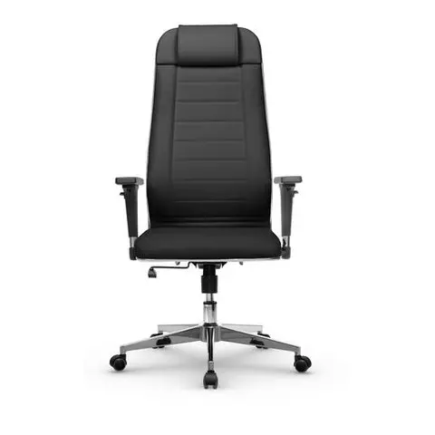 Кресло офисное Метта "К-29-2D" хром рецик. кожа сиденье и спинка мягкие черное
