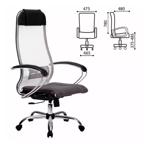 Кресло офисное Метта "К-3" хром ткань-сетка сиденье и спинка регулируемые темно-серое
