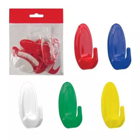 Крючки самоклеящиеся комплект 10 шт. пластиковые цвет микс/белый ротанг IDEA