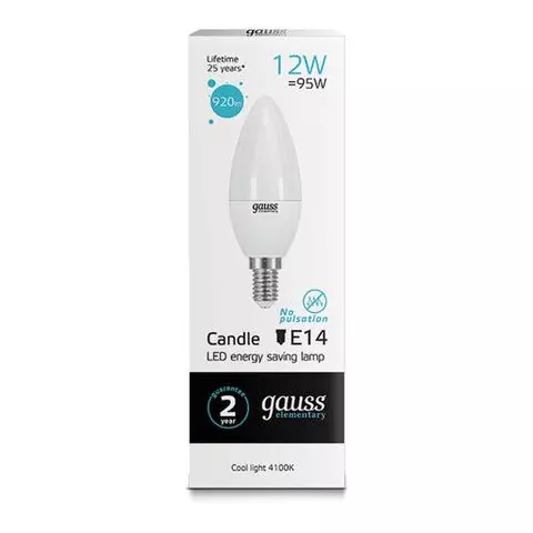 Лампа светодиодная Gauss 12(95) Вт цоколь Е14 свеча нейтральный белый 25000 ч LED B37-12W-4100-E14