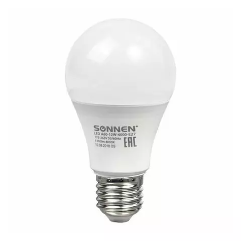 Лампа светодиодная Sonnen 12 (100) Вт цоколь Е27 грушевидная нейтральный белый свет 30000 ч LED A60-12W-4000-E27