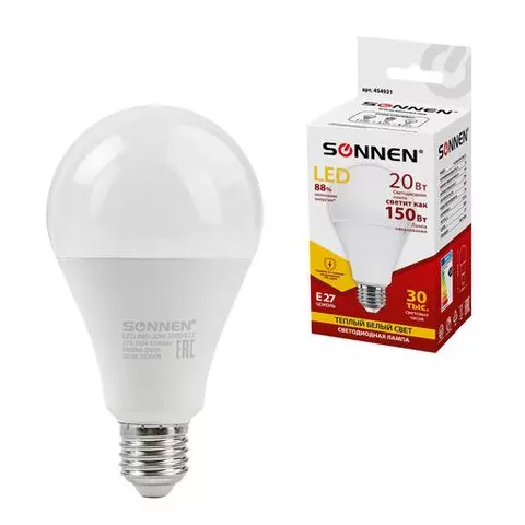 Лампа светодиодная Sonnen 20 (150) Вт цоколь Е27 груша теплый белый 30000 ч LED A80-20W-2700-E27