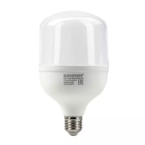Лампа светодиодная Sonnen 30 (250) Вт цоколь Е27 цилиндр холодный белый 30000 ч LED Т100-30W-6500-E27