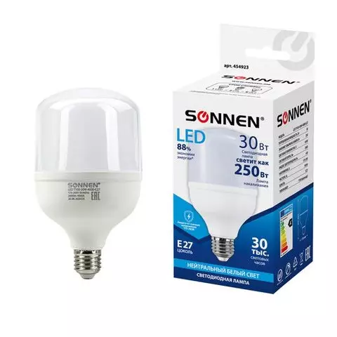Лампа светодиодная Sonnen 30 (250) Вт цоколь Е27 цилиндр нейтральный белый 30000 ч LED Т100-30W-4000-E27