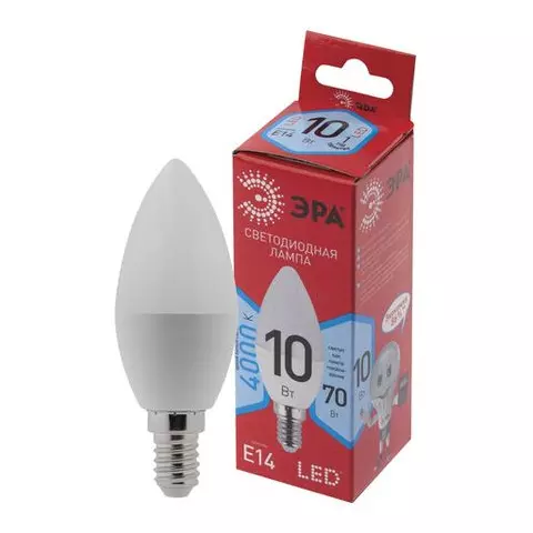 Лампа светодиодная Эра 10(70) Вт цоколь Е14 свеча нейтральный белый 25000 ч LED B35-10W-4000-E14