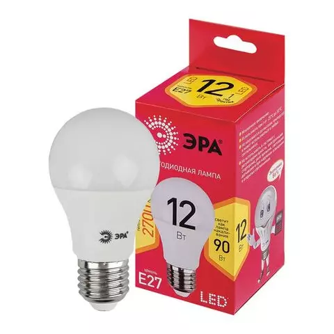 Лампа светодиодная Эра 12(90) Вт цоколь Е27 груша теплый белый 25000 ч LED A60-12W-3000-E27