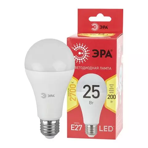 Лампа светодиодная Эра 25(200) Вт цоколь Е27 груша теплый белый 25000 ч LED A65-25W-2700-E27