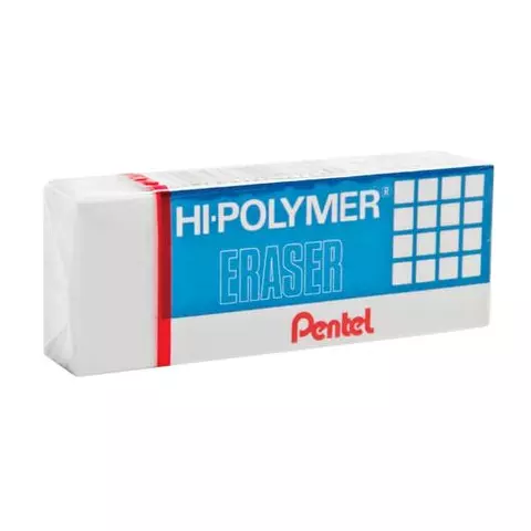 Ластик Pentel (Япония) "HI-POLYMER ERASER" 43х175х115 мм. белый прямоугольный картонный держатель