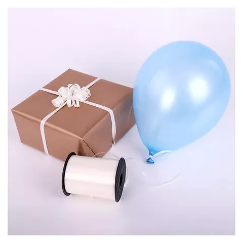Лента упаковочная декоративная для шаров и подарков 5 мм. х 500 м. бежевая Золотая Сказка