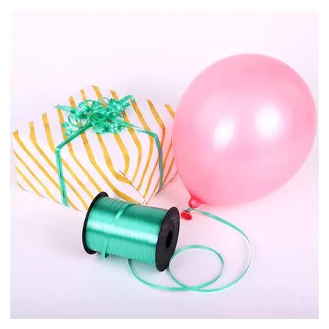 Лента упаковочная декоративная для шаров и подарков 5 мм. х 500 м. зеленая Золотая Сказка