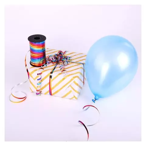 Лента упаковочная декоративная для шаров и подарков мультицветный металлик 5 мм. х 250 м. Золотая Сказка