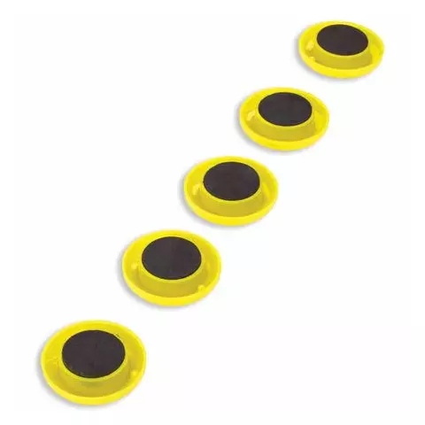 Магниты СРЕДНЕГО диаметрА 30 мм. набор 5 шт. с рисунком СМАЙЛИК жёлтые Staff "Basic"