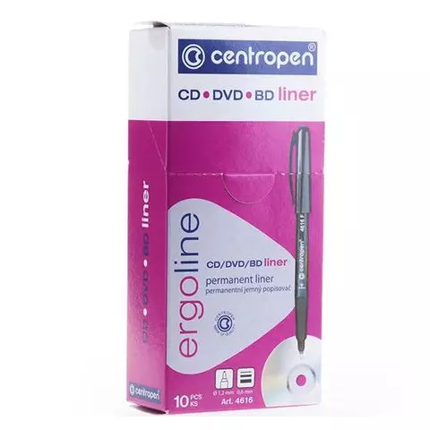 Маркер для CD и DVD красный Centropen трехгранная форма захвата тонкий 06 мм.