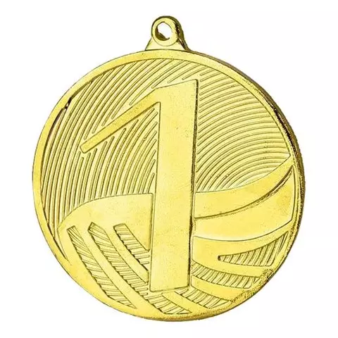 Медаль металлическая цвет золото D=50 мм. лента 1 см.