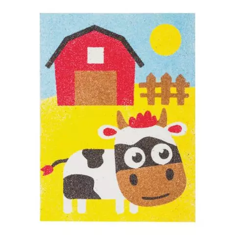 Набор для творчества "Картина из цветного песка" "В деревне" 2 самоклеящиеся основы 20х15 см. Юнландия