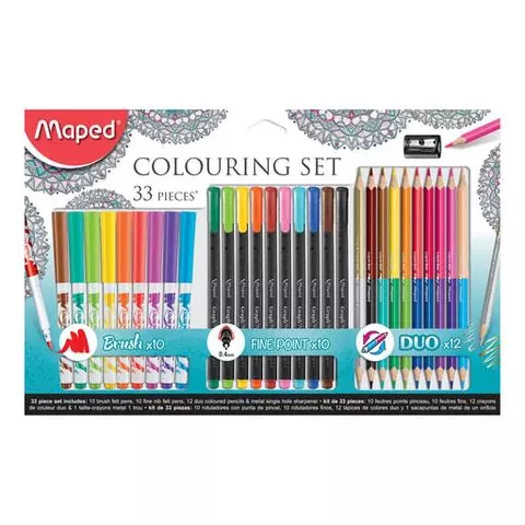 Набор для творчества Maped "Colouring Set" 10 фломастеров 10 капиллярных ручек 12 двусторонних цветных карандашей точилка