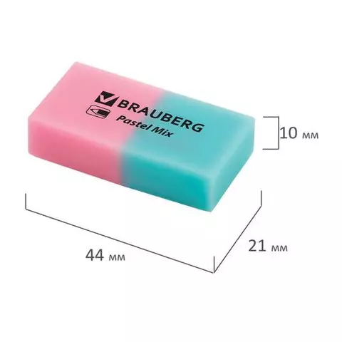Набор ластиков Brauberg "Pastel Mix" 6 шт. цвета ассорти 44х21х10 мм. экологичный ПВХ