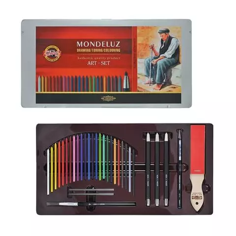 Набор художественный Koh-i-Noor "Mondeluz" 32 предмета металлическая коробка