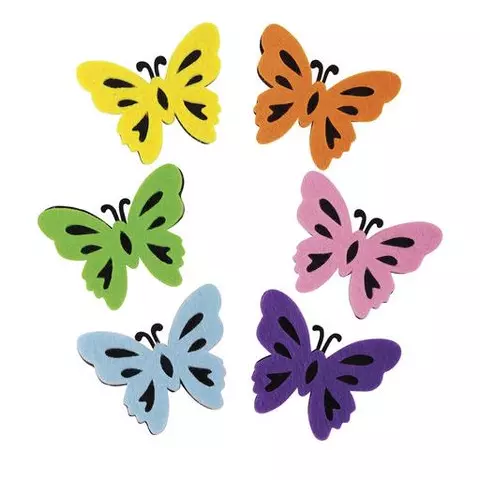 Наклейки из фетра "Бабочки" двухцветные 6 шт. ассорти Остров cокровищ