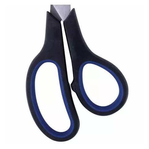 Ножницы Brauberg "Soft Grip" 190 мм. черно-синие резиновые вставки 3-х сторонняя заточка